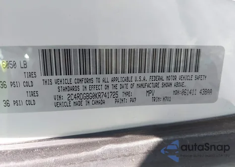 2019 Dodge Grand Caravan Se from USA, damaged, VIN 2C4RDGBG0KR741725